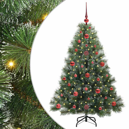 Konstgjord julgran med 150 LED-lampor Grön 120 cm PE och PVC