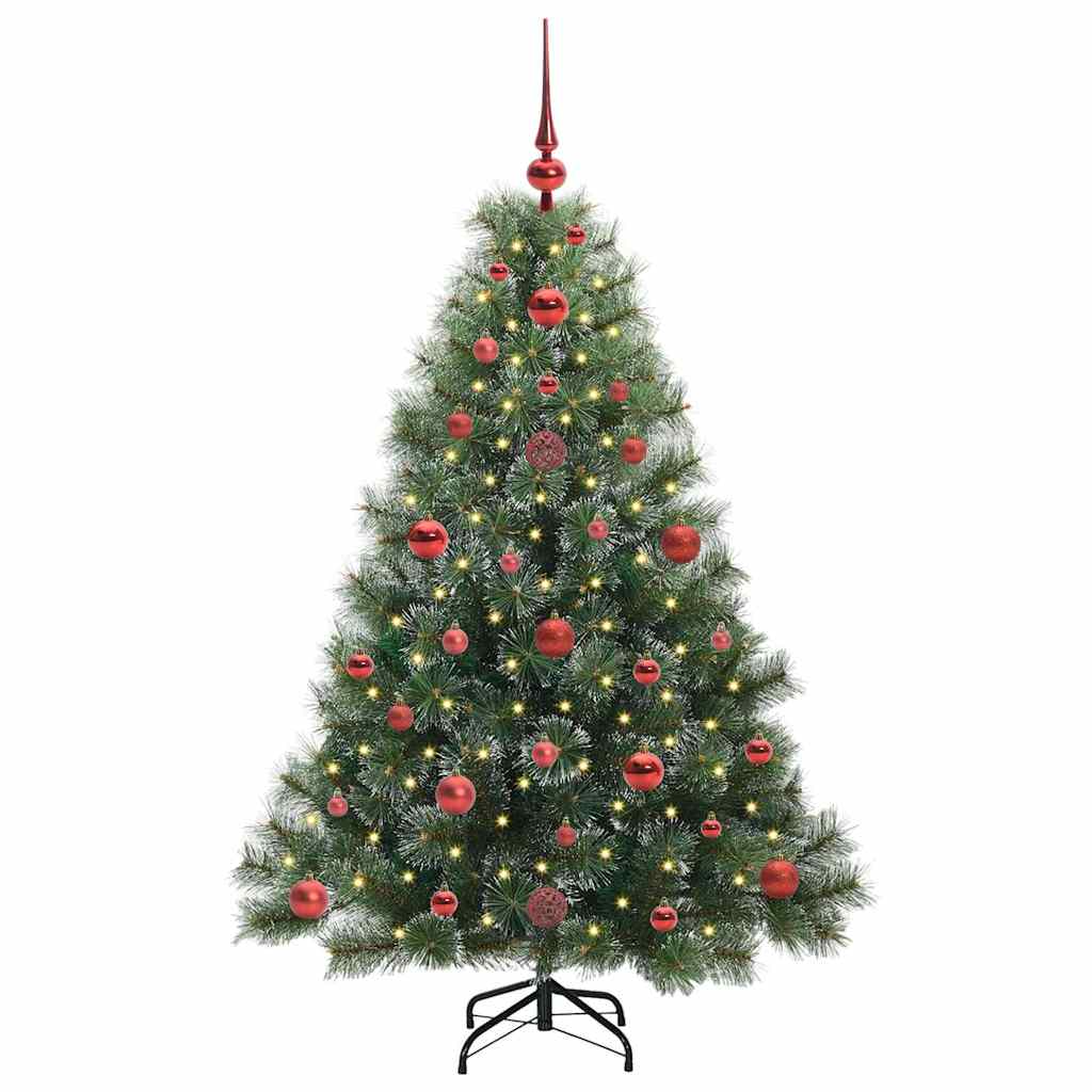 Konstgjord julgran med 150 LED-lampor Grön 120 cm PE och PVC