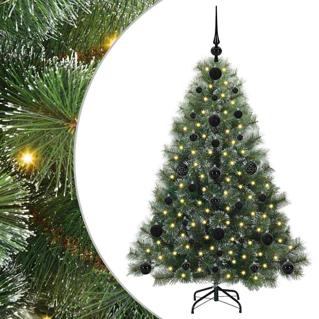 Konstgjord julgran med 150 LED-lampor Grön 120 cm PE och PVC