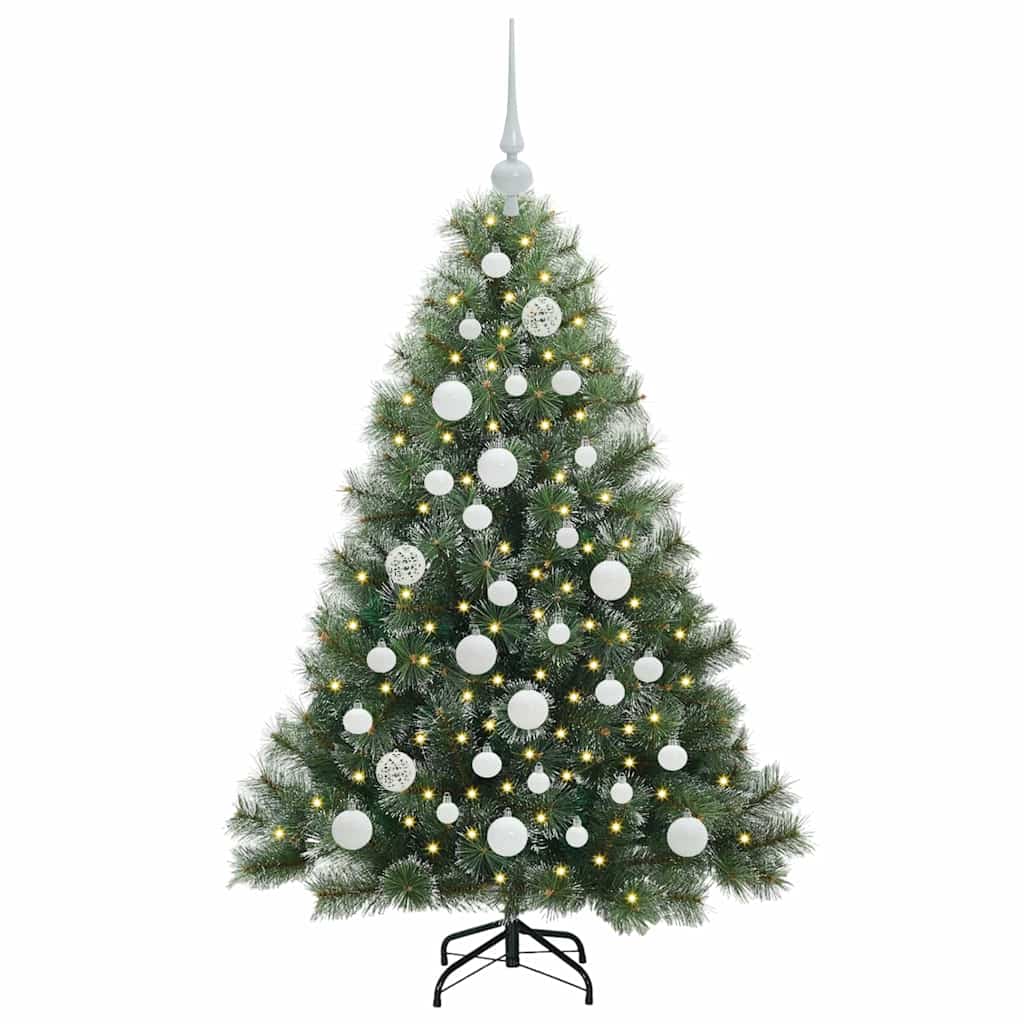Konstgjord julgran med 150 LED-lampor Grön 120 cm PE och PVC