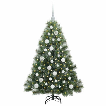 Konstgjord julgran med 150 LED-lampor Grön 120 cm PE och PVC
