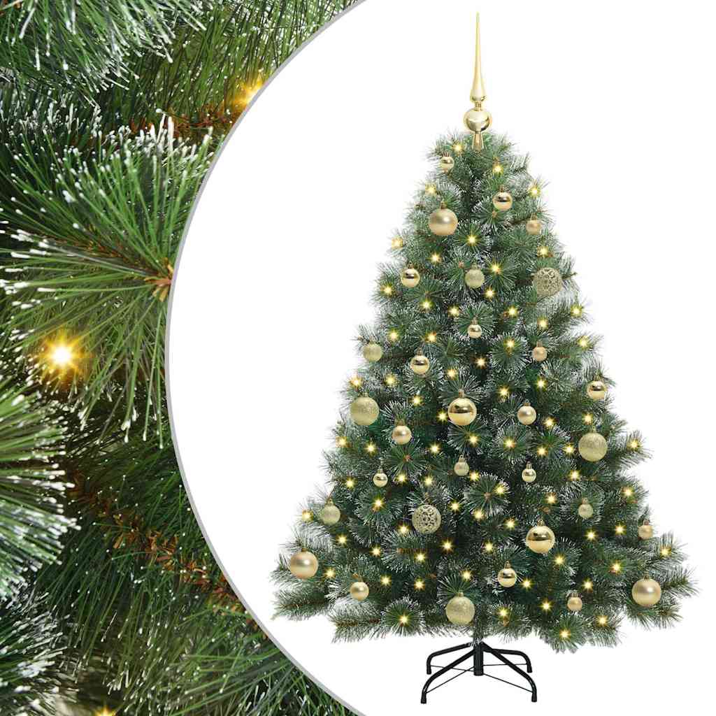 Konstgjord julgran med 150 LED-lampor Grön 120 cm PE och PVC
