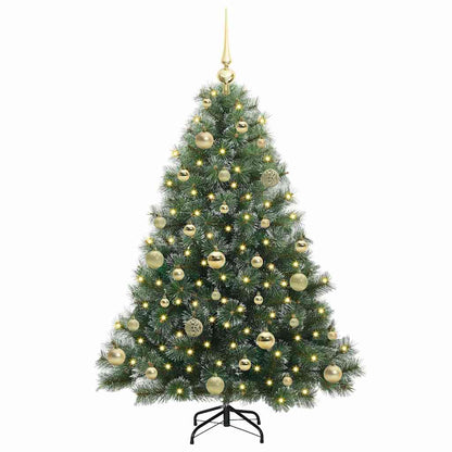 Konstgjord julgran med 150 LED-lampor Grön 120 cm PE och PVC