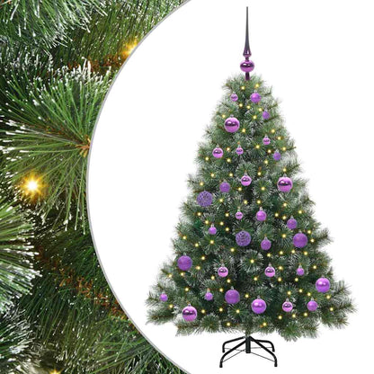 Konstgjord julgran med 150 LED-lampor Grön 120 cm PE och PVC
