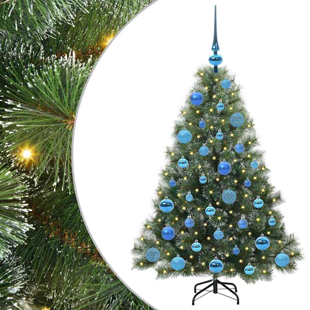 Konstgjord julgran med 150 LED-lampor Grön 120 cm PE och PVC