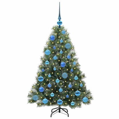 Konstgjord julgran med 150 LED-lampor Grön 120 cm PE och PVC