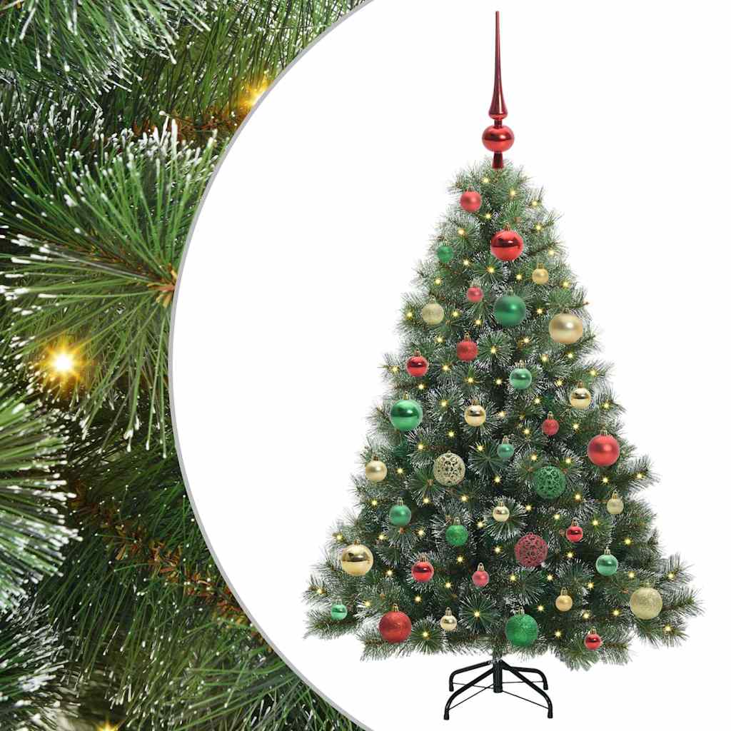 Konstgjord julgran med 150 LED-lampor Grön 120 cm PE och PVC