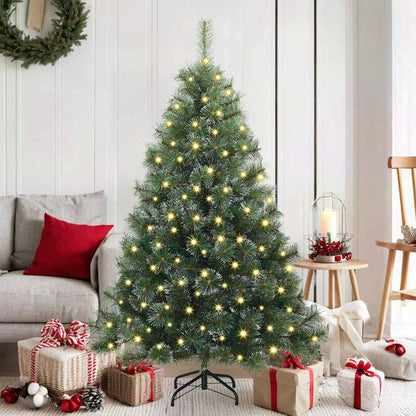 Konstgjord julgran med 150 LED-lampor Grön 150 cm PE och PVC