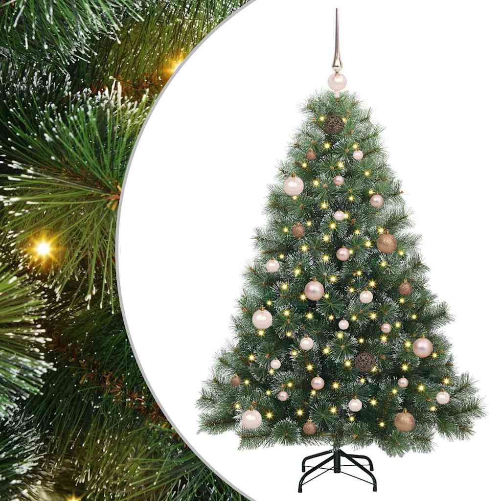 Konstgjord julgran med 150 LED-lampor Grön 150 cm PE och PVC