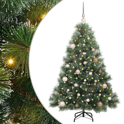 Konstgjord julgran med 150 LED-lampor Grön 150 cm PE och PVC