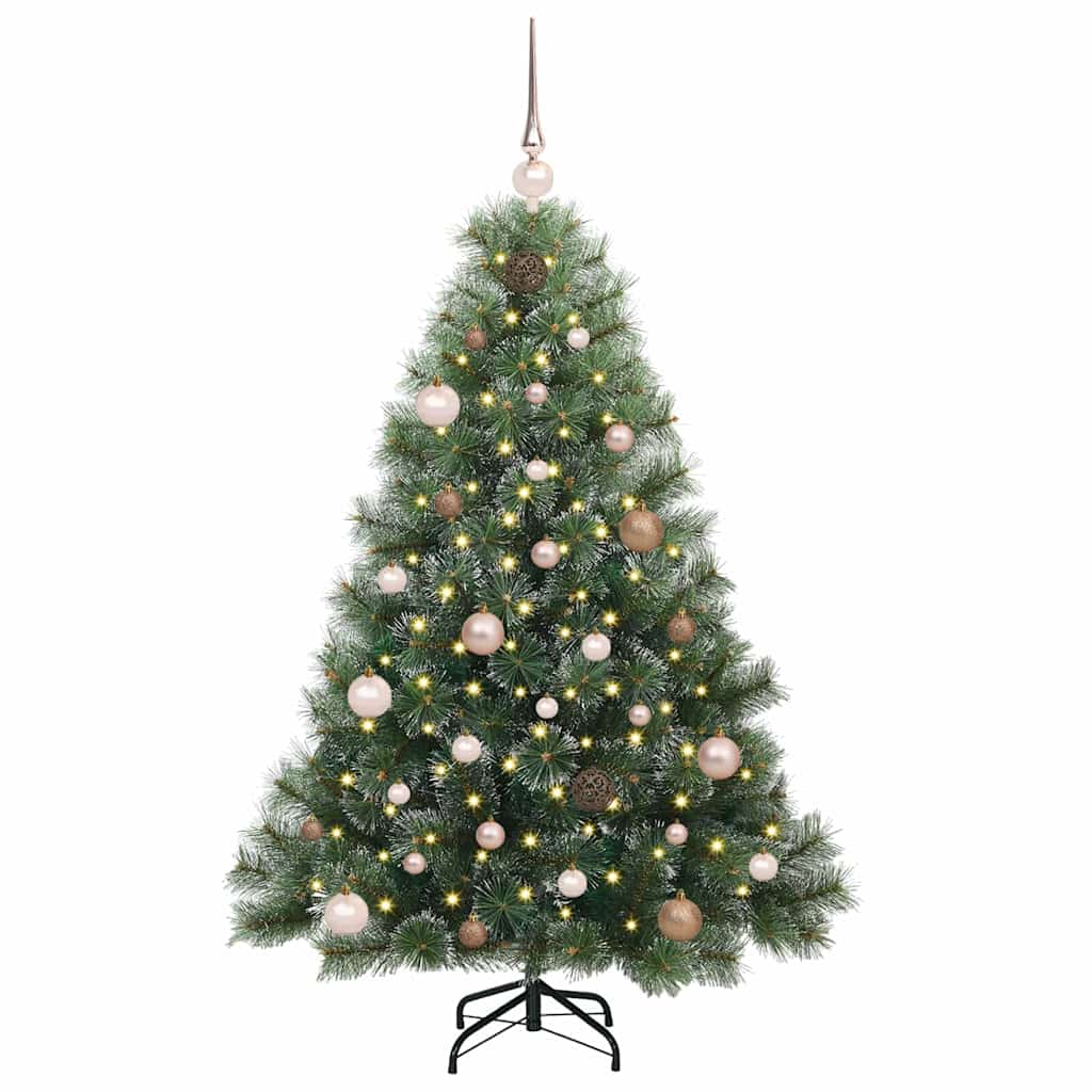 Konstgjord julgran med 150 LED-lampor Grön 150 cm PE och PVC