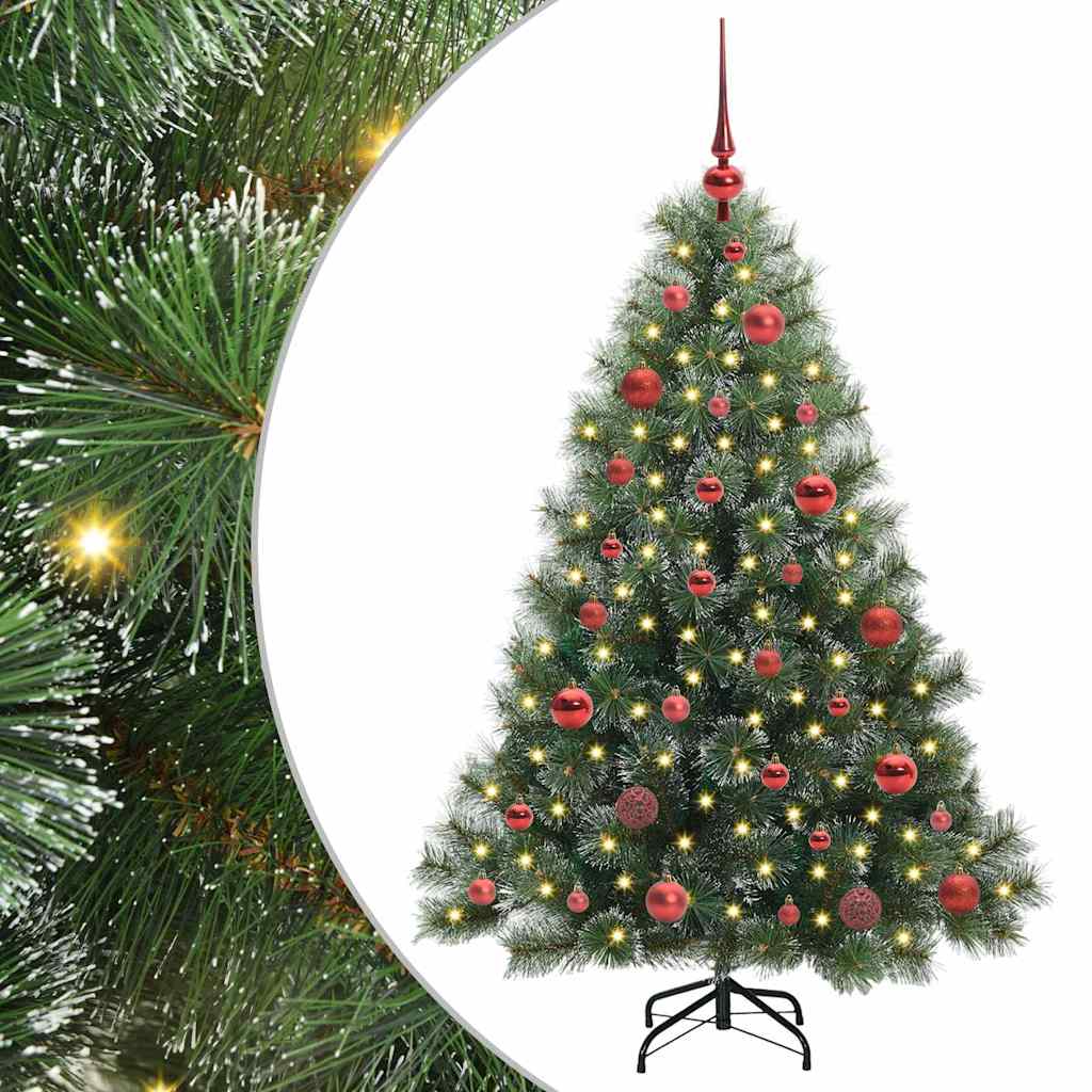 Konstgjord julgran med 150 LED-lampor Grön 150 cm PE och PVC