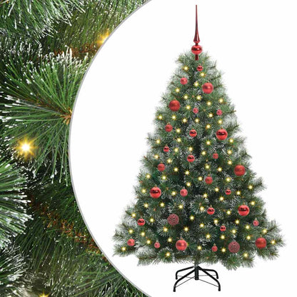 Konstgjord julgran med 150 LED-lampor Grön 150 cm PE och PVC