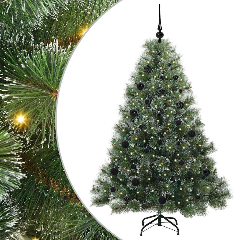 Konstgjord julgran med 150 LED-lampor Grön 150 cm PE och PVC