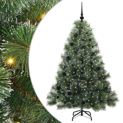 Konstgjord julgran med 150 LED-lampor Grön 150 cm PE och PVC