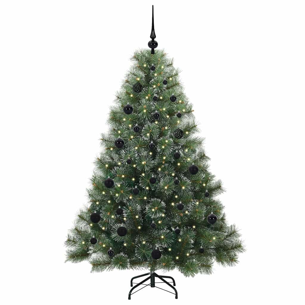 Konstgjord julgran med 150 LED-lampor Grön 150 cm PE och PVC