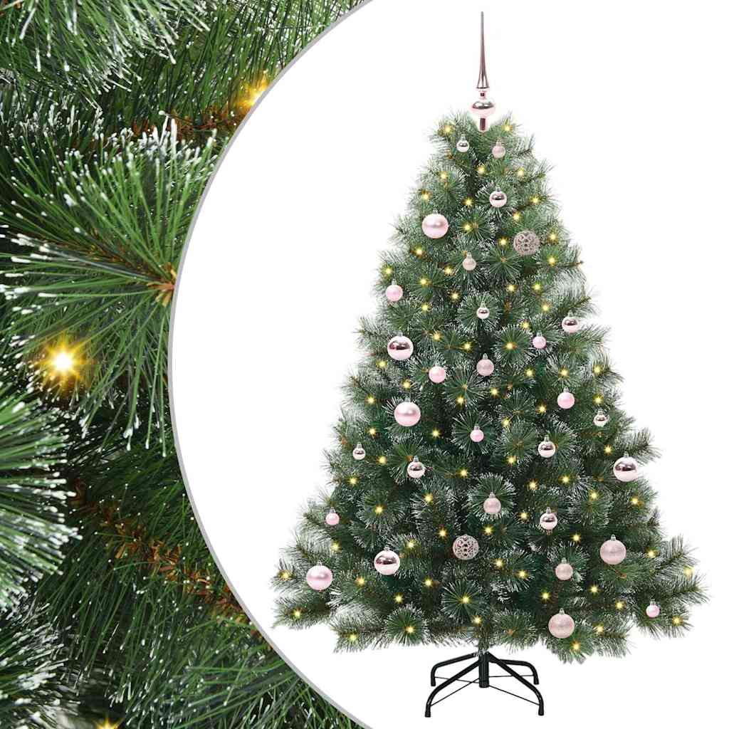 Konstgjord julgran med 150 LED-lampor Grön 150 cm PE och PVC