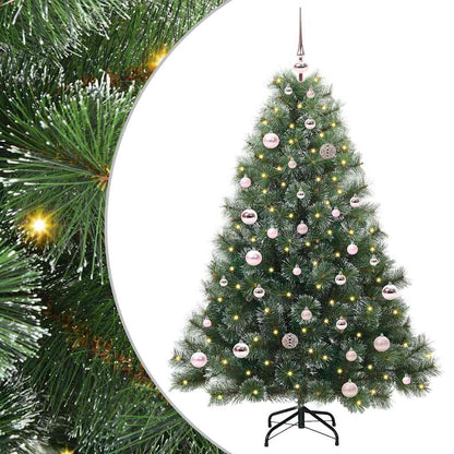 Konstgjord julgran med 150 LED-lampor Grön 150 cm PE och PVC