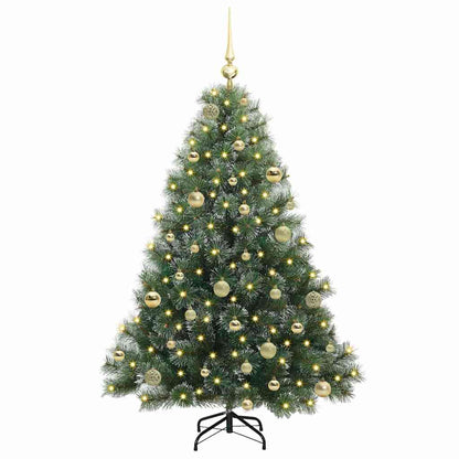 Konstgjord julgran med 150 LED-lampor Grön 150 cm PE och PVC