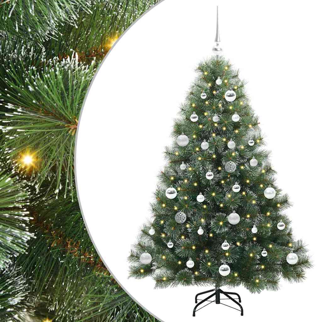 Konstgjord julgran med 150 LED-lampor Grön 150 cm PE och PVC