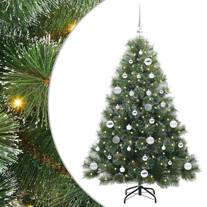 Konstgjord julgran med 150 LED-lampor Grön 150 cm PE och PVC