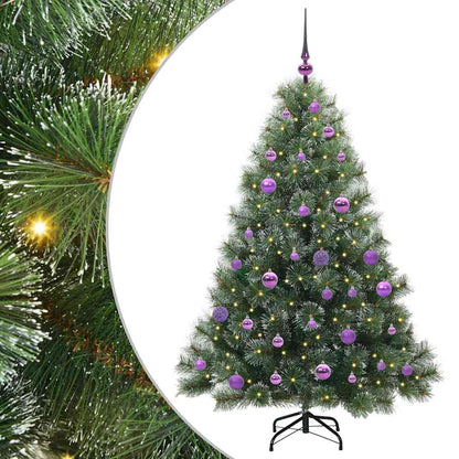 Konstgjord julgran med 150 LED-lampor Grön 150 cm PE och PVC