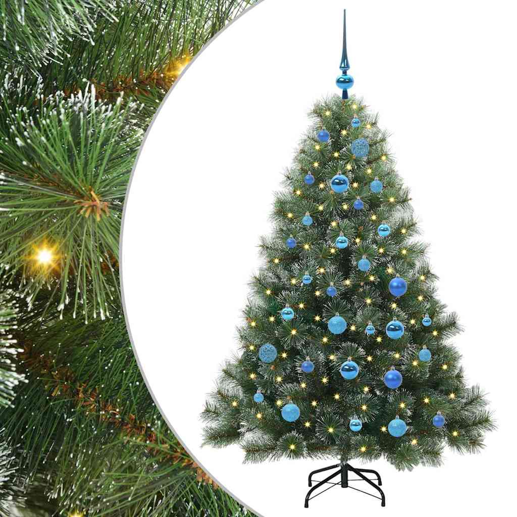Konstgjord julgran med 150 LED-lampor Grön 150 cm PE och PVC