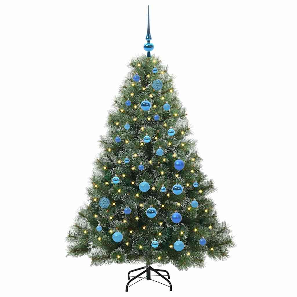 Konstgjord julgran med 150 LED-lampor Grön 150 cm PE och PVC