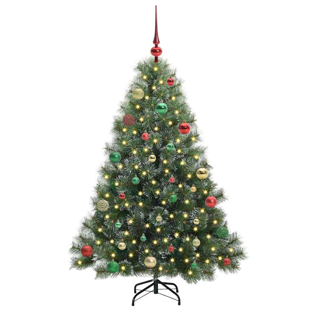 Konstgjord julgran med 150 LED-lampor Grön 150 cm PE och PVC
