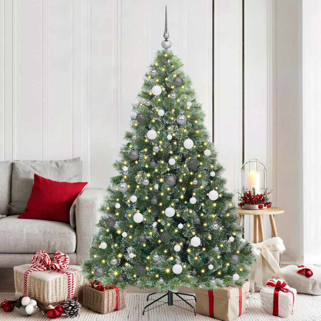 Konstgjord julgran med 300 LED-lampor Grön 180 cm PE och PVC