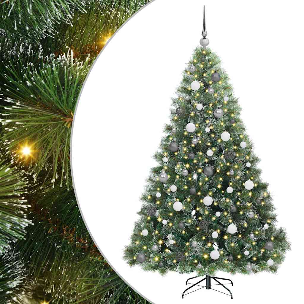 Konstgjord julgran med 300 LED-lampor Grön 180 cm PE och PVC