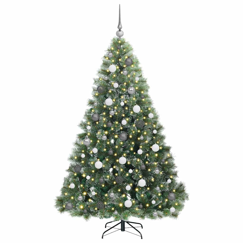 Konstgjord julgran med 300 LED-lampor Grön 180 cm PE och PVC