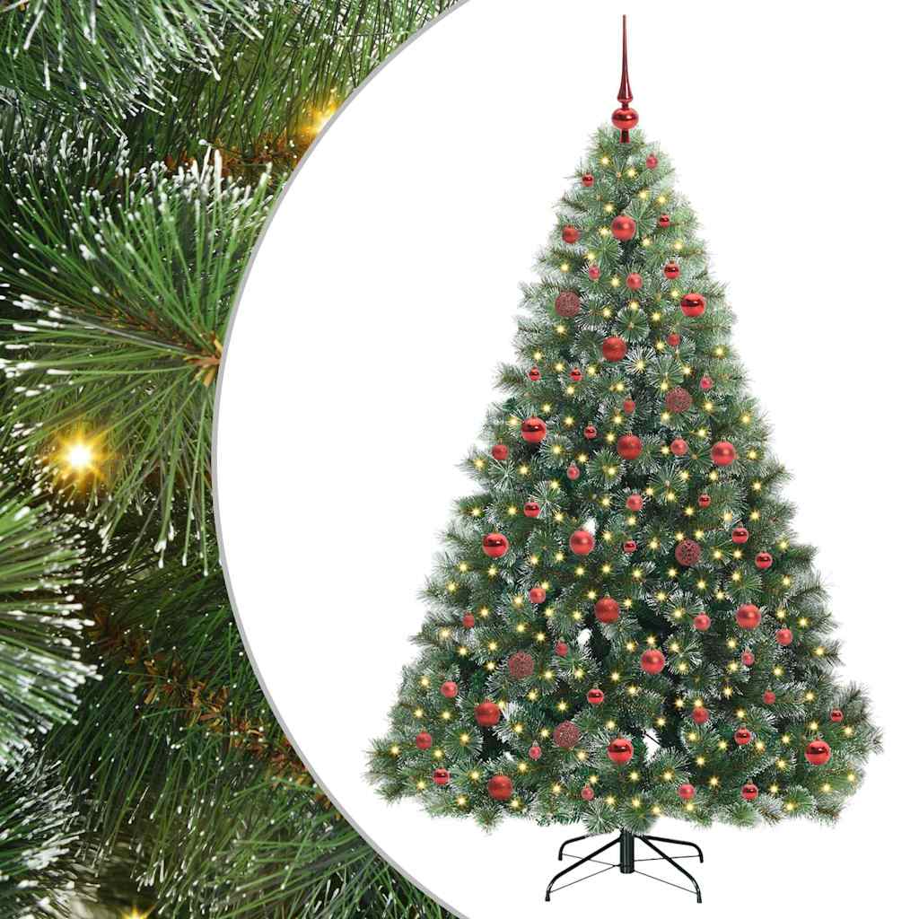 Konstgjord julgran med 300 LED-lampor Grön 180 cm PE och PVC