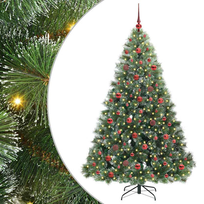 Konstgjord julgran med 300 LED-lampor Grön 180 cm PE och PVC