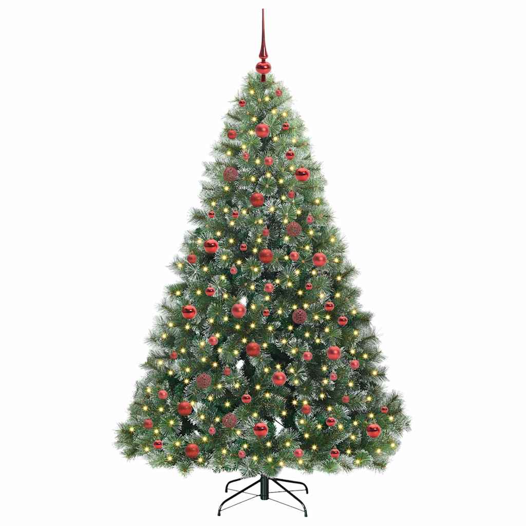 Konstgjord julgran med 300 LED-lampor Grön 180 cm PE och PVC
