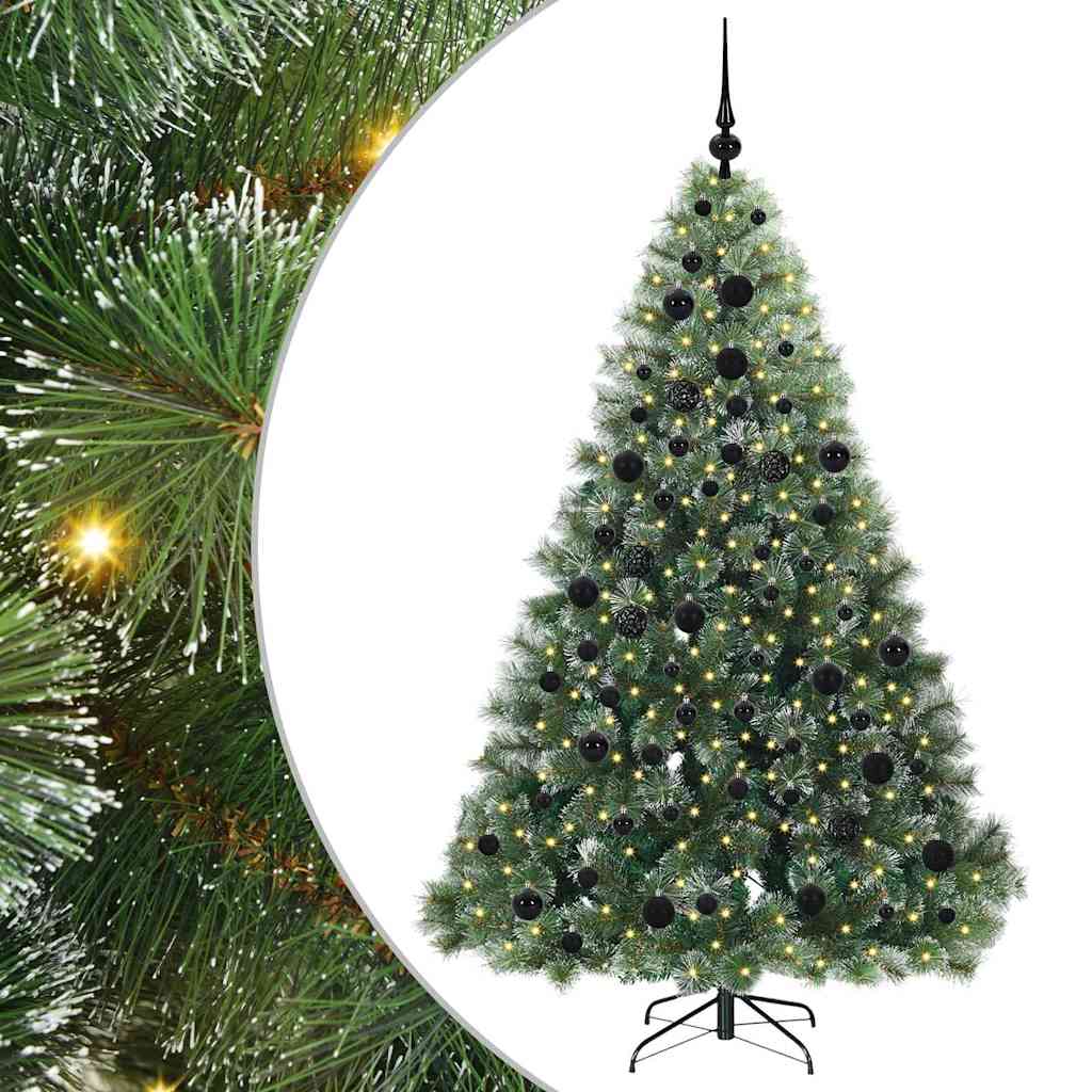 Konstgjord julgran med 300 LED-lampor Grön 180 cm PE och PVC