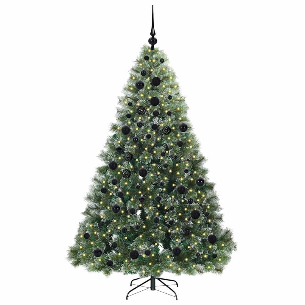 Konstgjord julgran med 300 LED-lampor Grön 180 cm PE och PVC