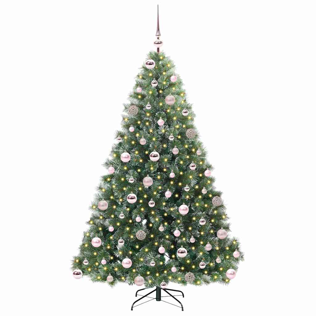 Konstgjord julgran med 300 LED-lampor Grön 180 cm PE och PVC