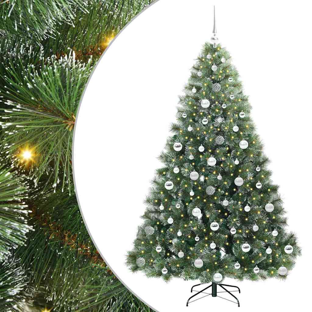 Konstgjord julgran med 300 LED-lampor Grön 180 cm PE och PVC