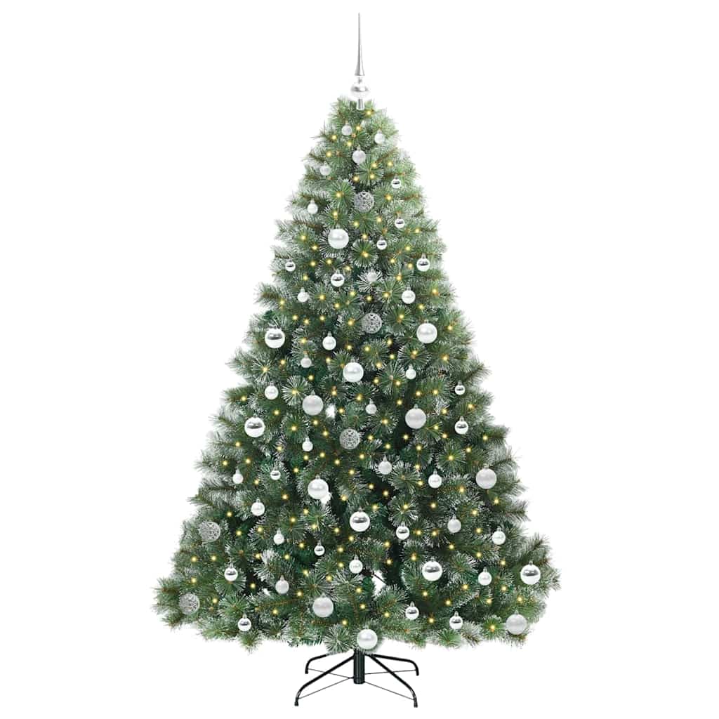 Konstgjord julgran med 300 LED-lampor Grön 180 cm PE och PVC