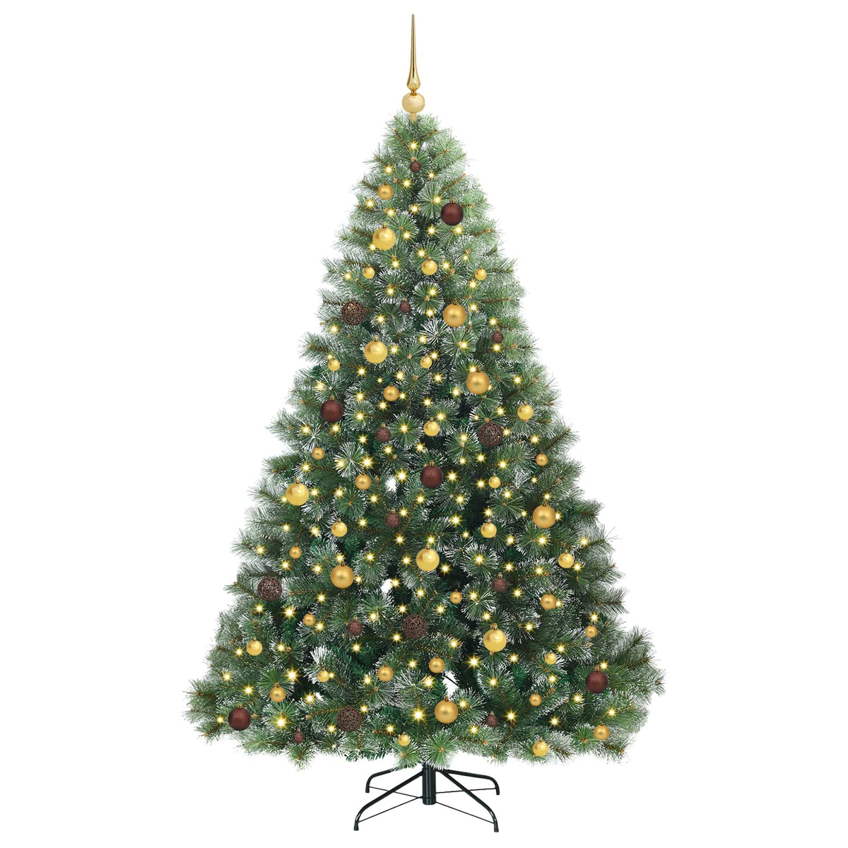 Konstgjord julgran med 300 LED-lampor Grön 210 cm PE och PVC