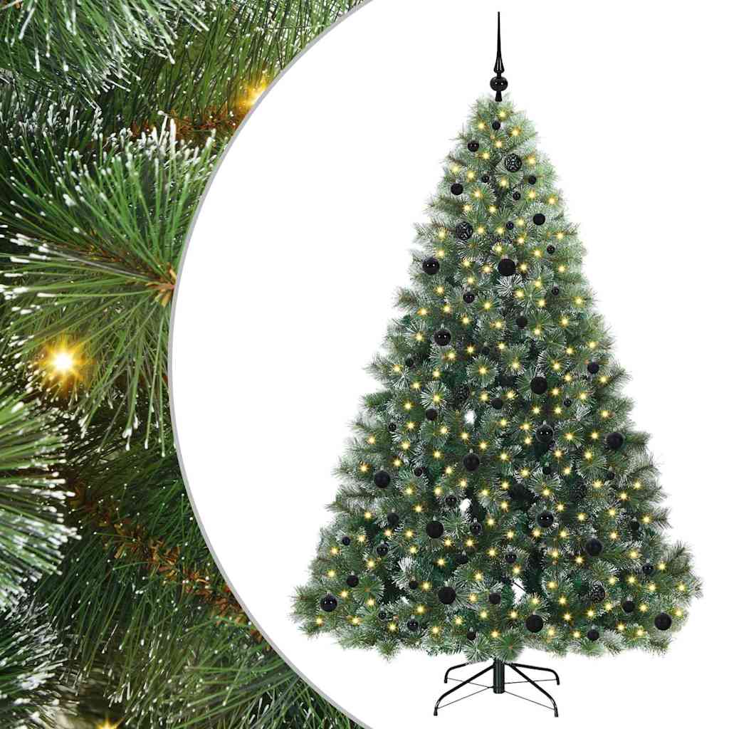 Konstgjord julgran med 300 LED-lampor Grön 210 cm PE och PVC