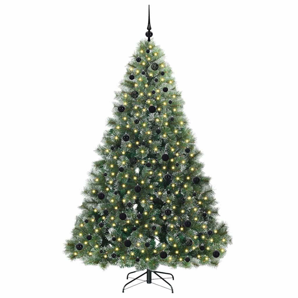 Konstgjord julgran med 300 LED-lampor Grön 210 cm PE och PVC