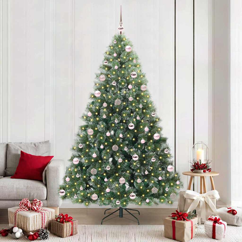 Konstgjord julgran med 300 LED-lampor Grön 210 cm PE och PVC