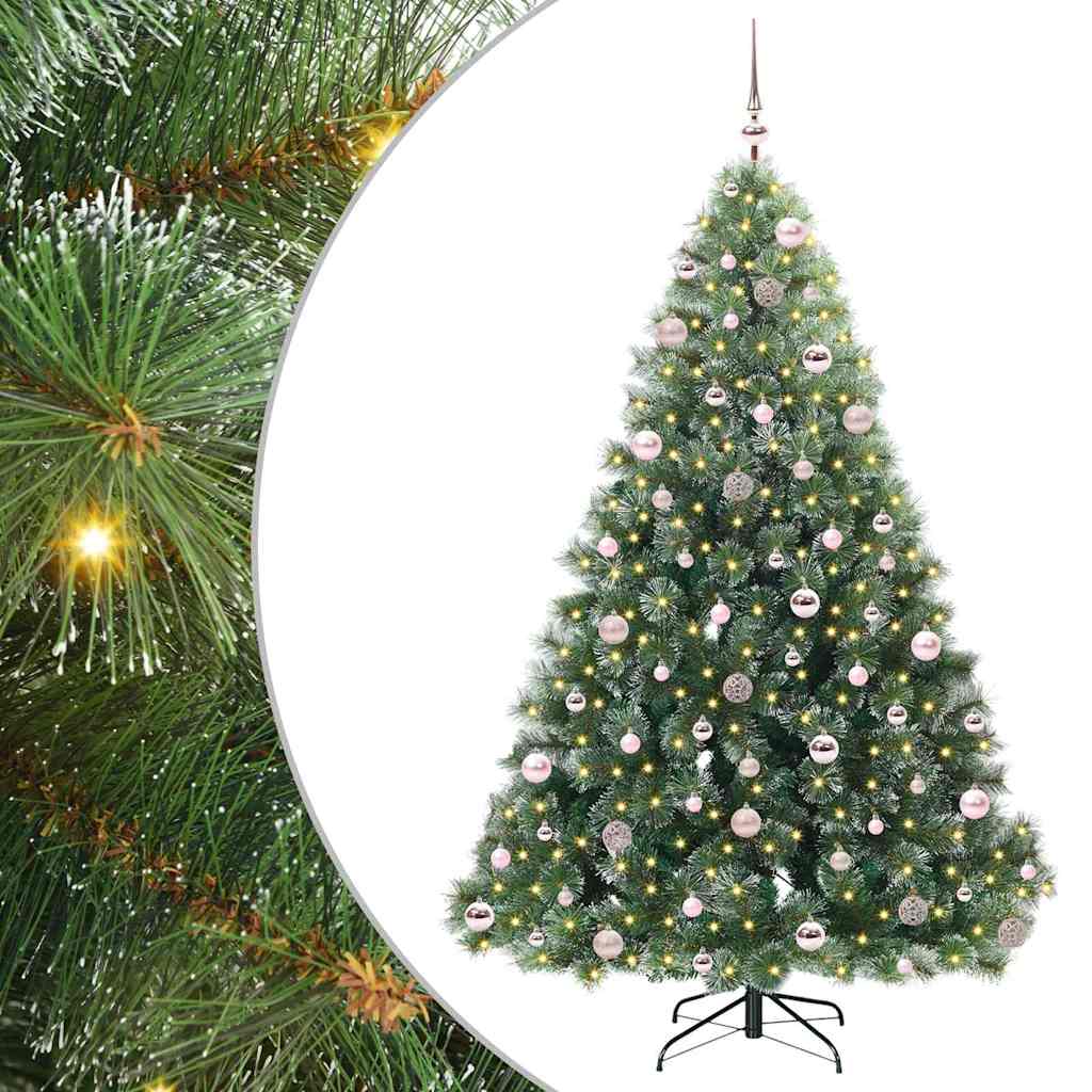 Konstgjord julgran med 300 LED-lampor Grön 210 cm PE och PVC