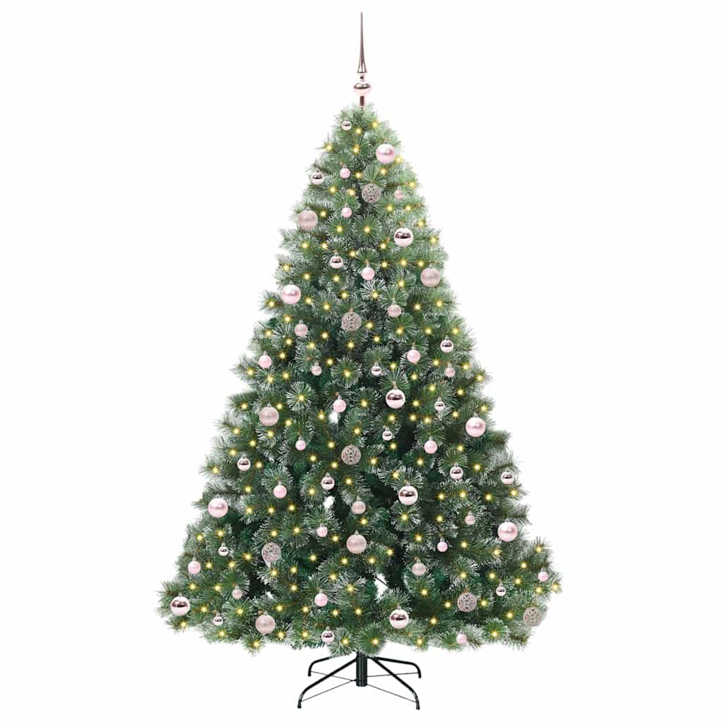 Konstgjord julgran med 300 LED-lampor Grön 210 cm PE och PVC