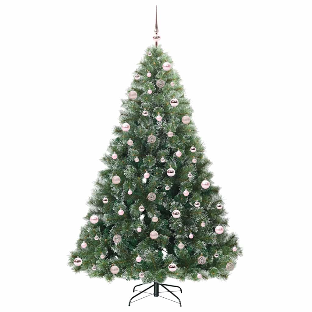 Konstgjord julgran med 300 LED-lampor Grön 210 cm PE och PVC
