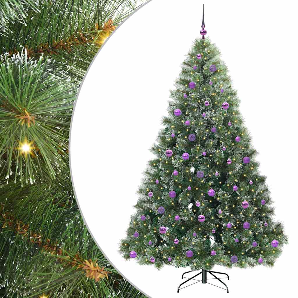 Konstgjord julgran med 300 LED-lampor Grön 210 cm PE och PVC