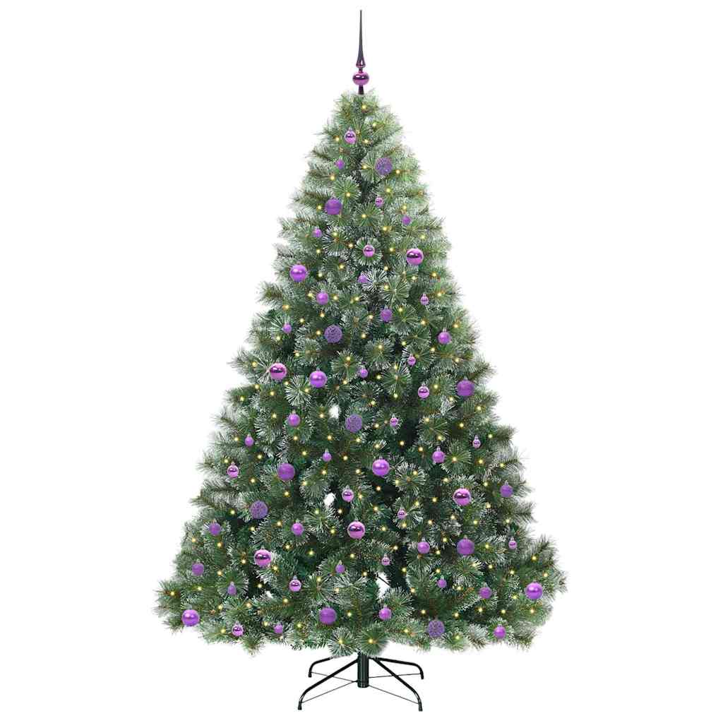 Konstgjord julgran med 300 LED-lampor Grön 210 cm PE och PVC