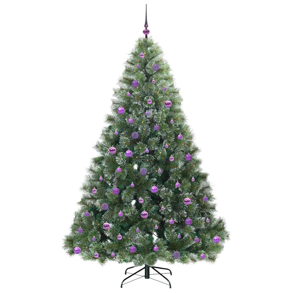 Konstgjord julgran med 300 LED-lampor Grön 210 cm PE och PVC